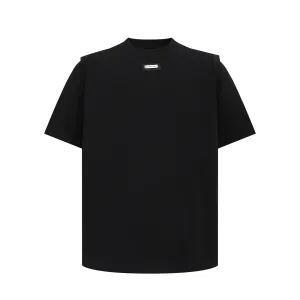 2025 12051 2025n street 2025 summer men's and women's simple high-end metal buckle design men's loose short-sleeved T-shirt