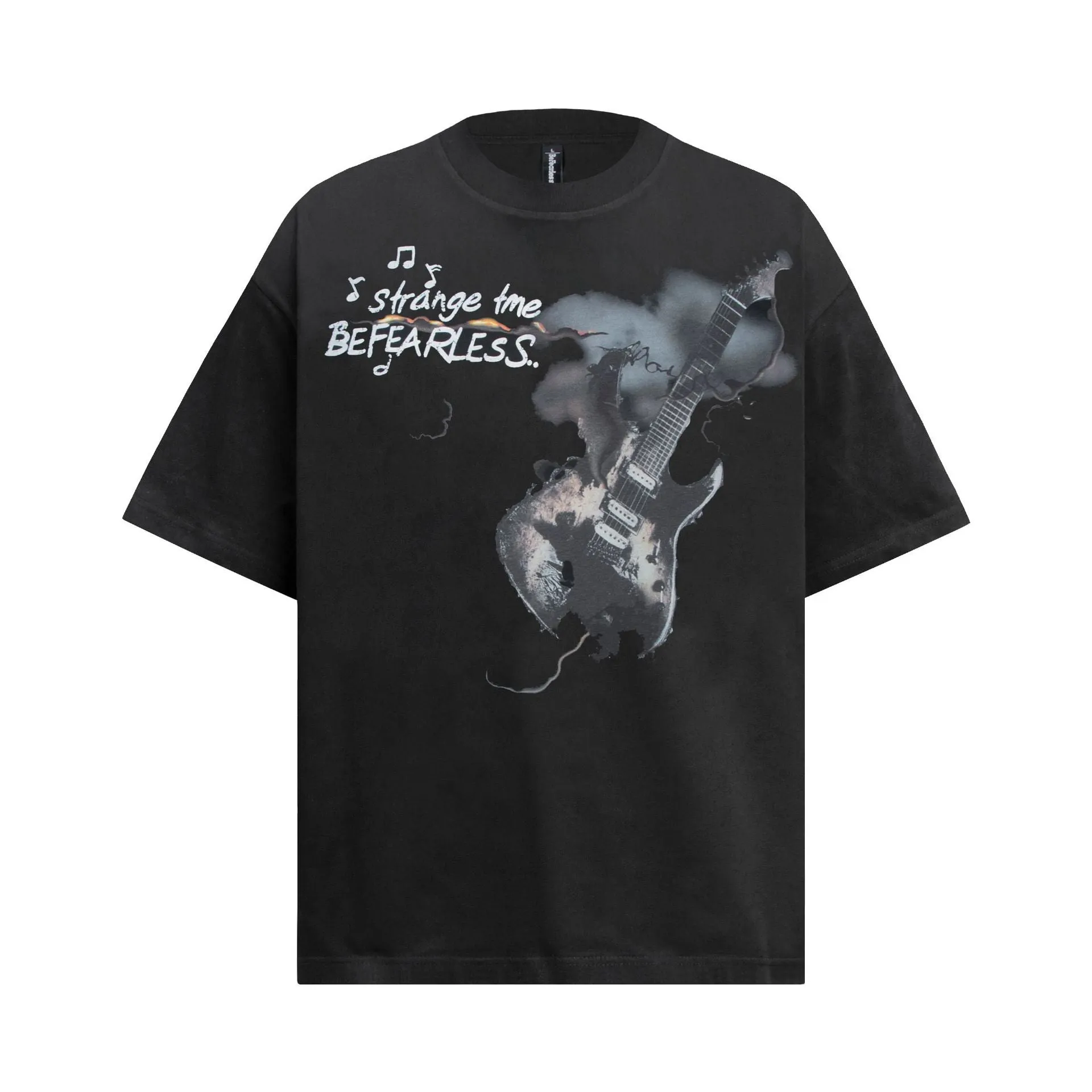 2025 6086 2025n Street 2025 Summer Couple 3D Guitar Picture Design High Sense Men's Loose Short Sleeve T-Shirt