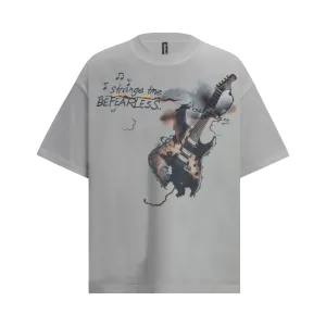 2025 6086 2025n Street 2025 Summer Couple 3D Guitar Picture Design High Sense Men's Loose Short Sleeve T-Shirt