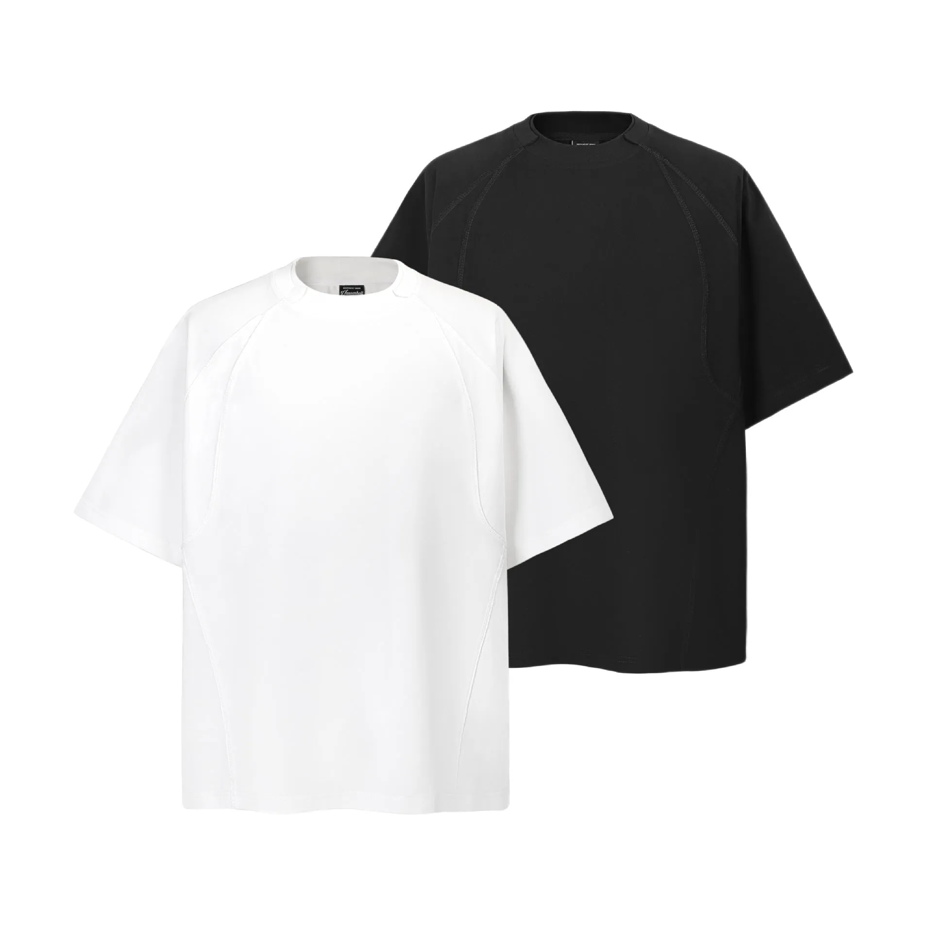 2025 9653 2025n 2025 Summer Neutral Premium Solid Color Retro Deconstruction Design Men's Premium Short Sleeve T-Shirt