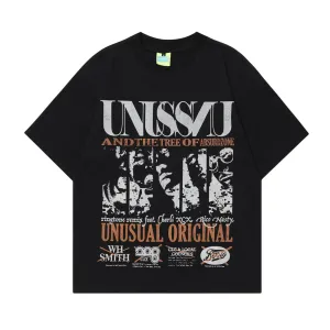 2025 T1006 2025n street tide 2025 summer men's and women's street retro elements portrait design men's loose short-sleeved T-shirt