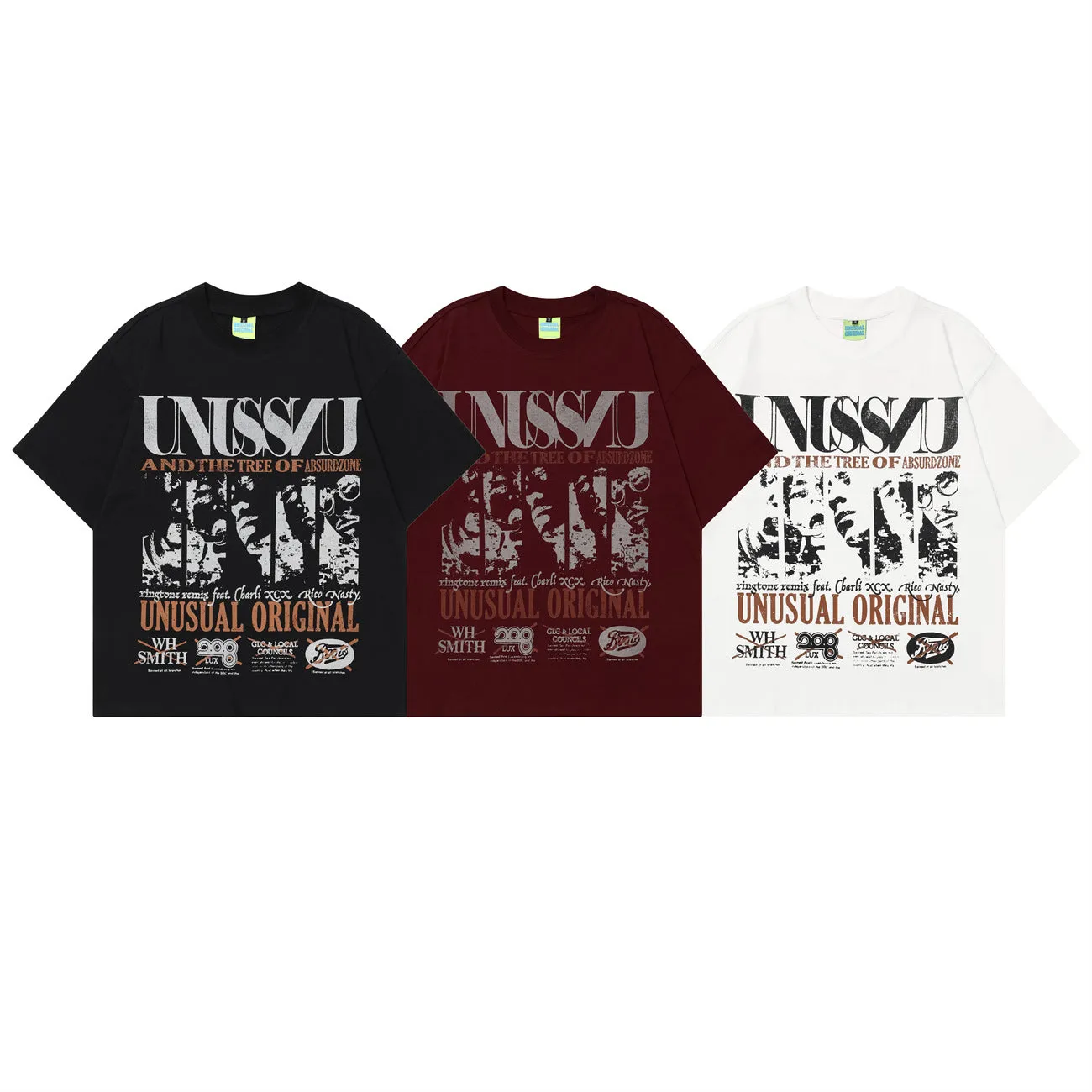 2025 T1006 2025n street tide 2025 summer men's and women's street retro elements portrait design men's loose short-sleeved T-shirt