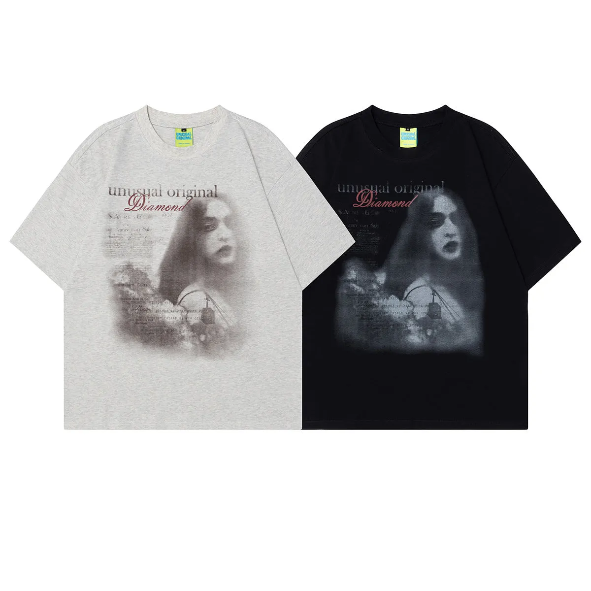2025 T1096 2025n 2025 Summer Neutral High Sense Character Pattern Design Retro Men's High Sense Short Sleeve T-Shirt