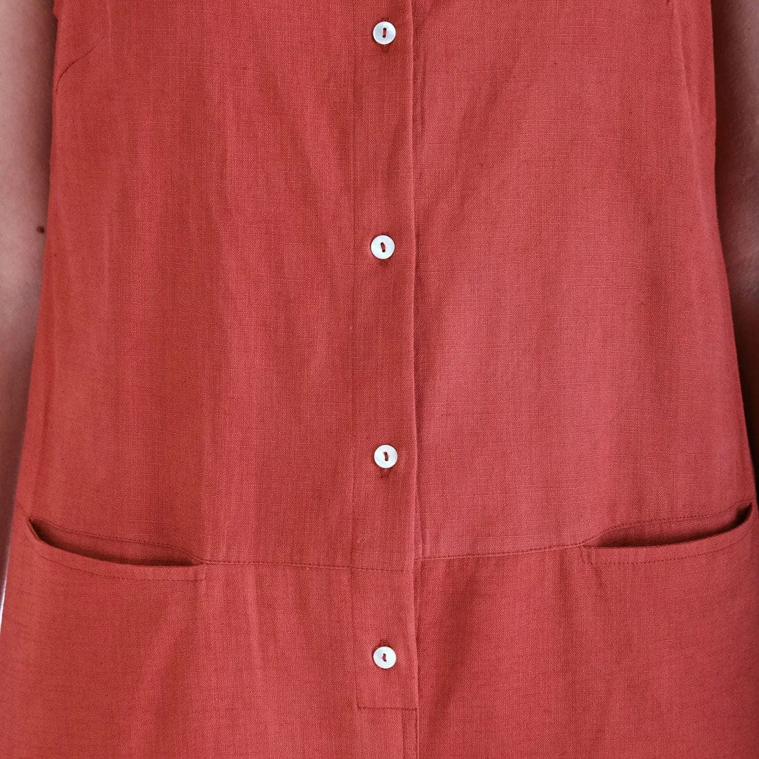 Amber Cotton & Linen Relaxed Jumpsuit | Red