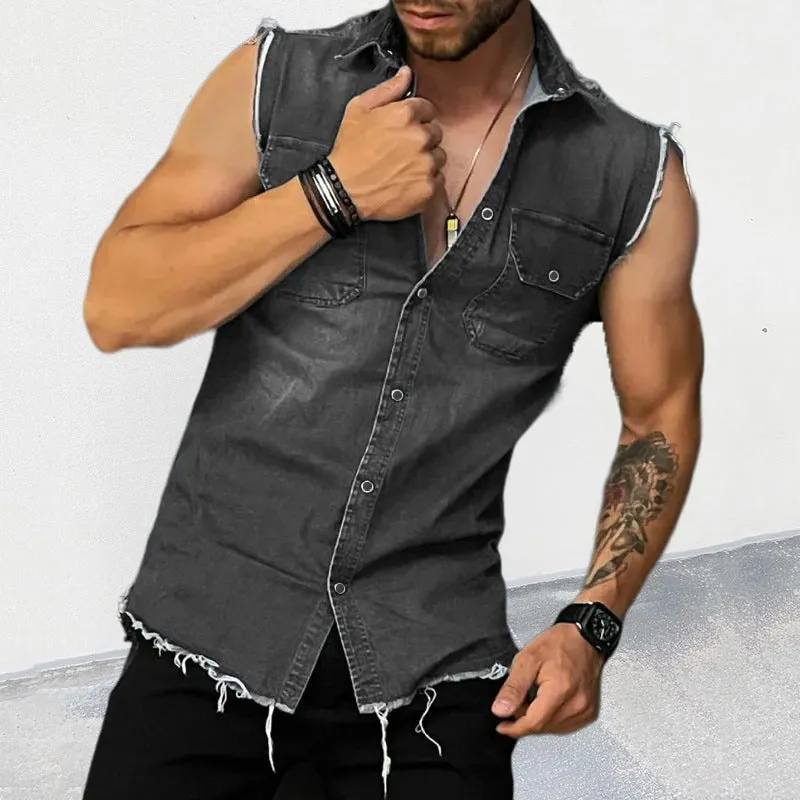 Ashton - Classic sleeveless denim shirt