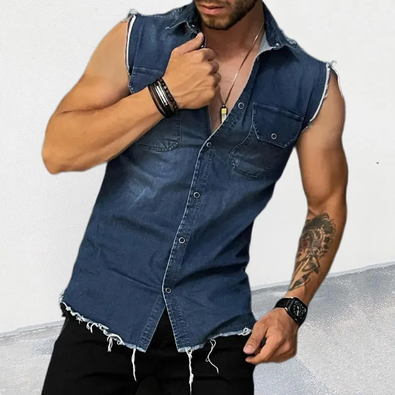Ashton - Classic sleeveless denim shirt