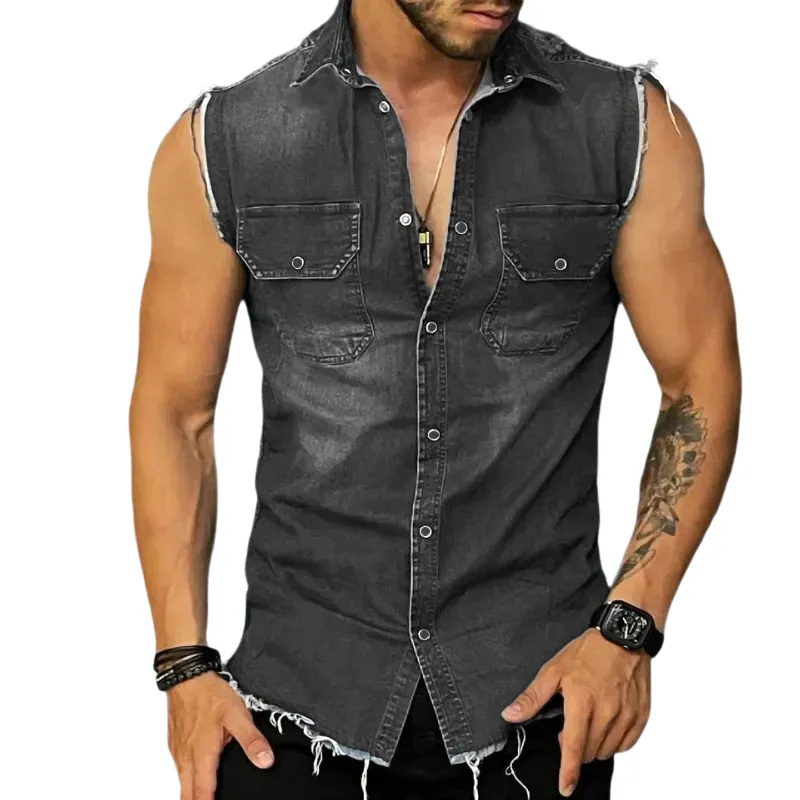 Ashton - Classic sleeveless denim shirt