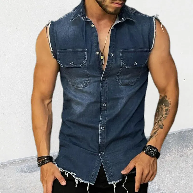 Ashton - Classic sleeveless denim shirt