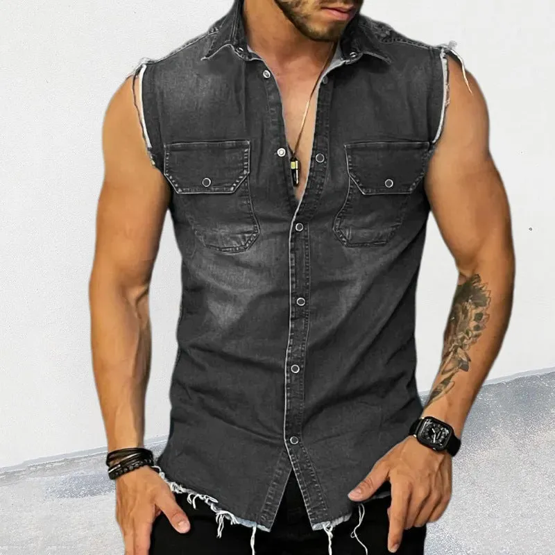 Ashton - Classic sleeveless denim shirt