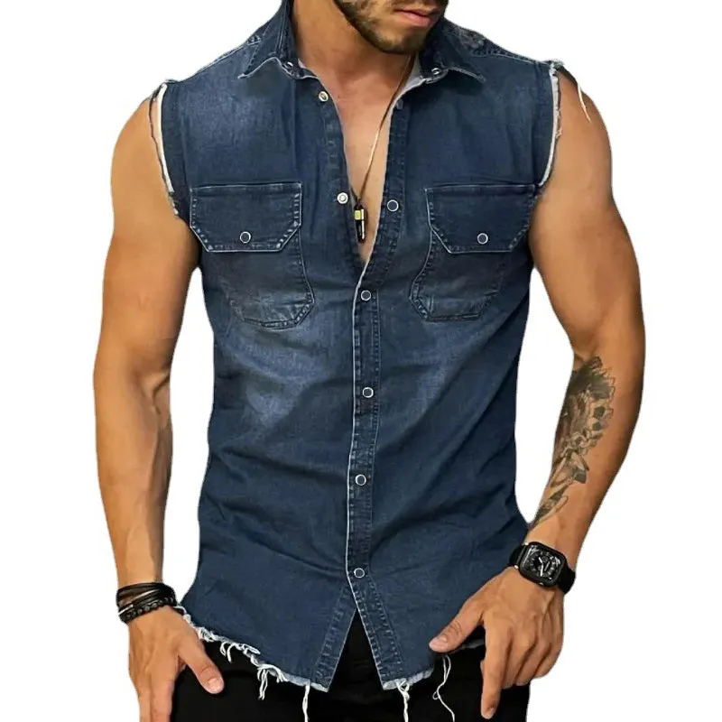 Ashton - Classic sleeveless denim shirt