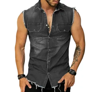 Ashton - Classic sleeveless denim shirt