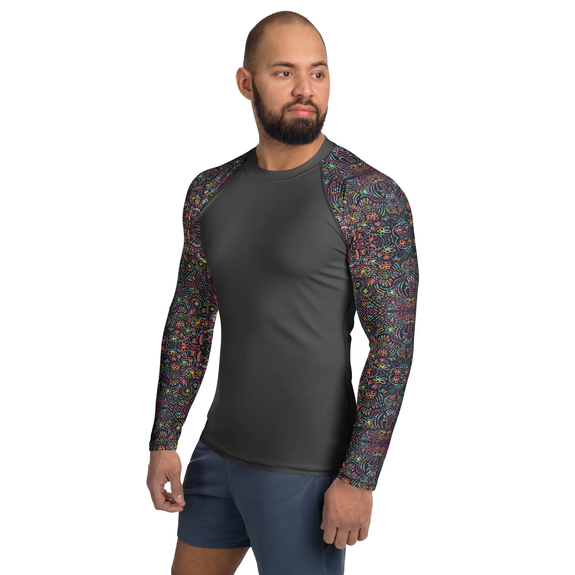 Black Watermark Men's Rash Guard