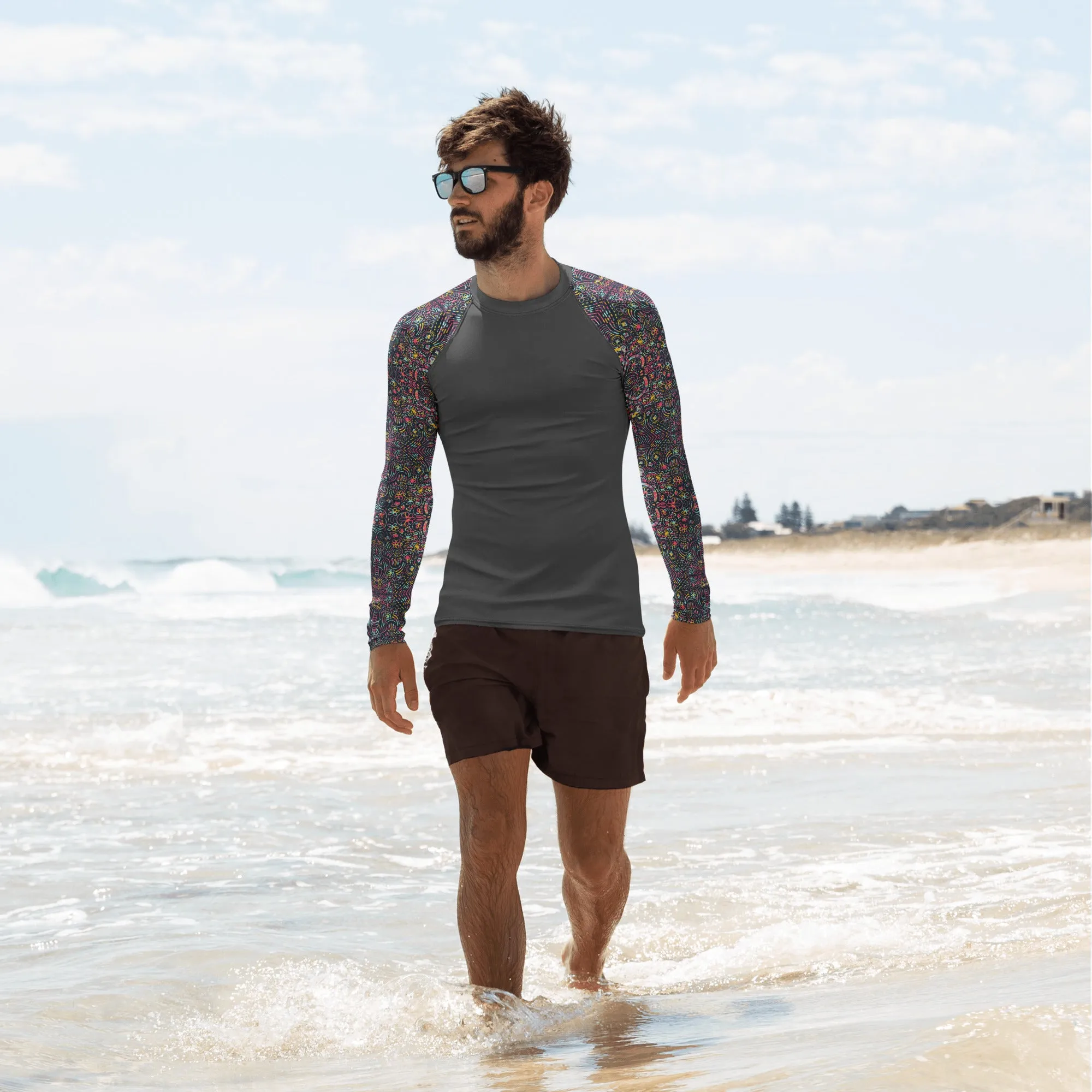 Black Watermark Men's Rash Guard