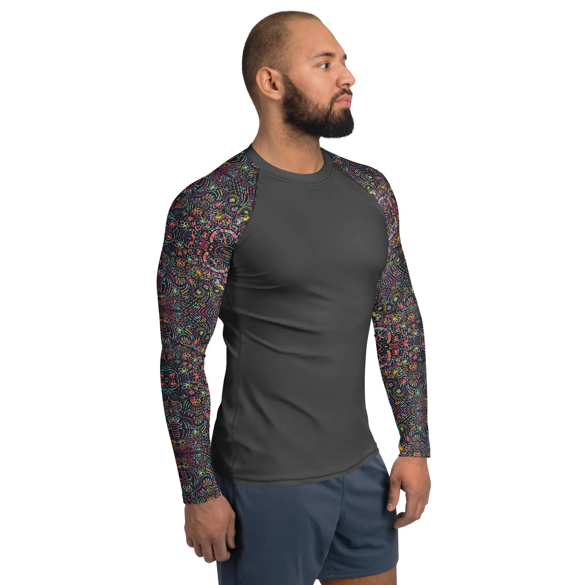 Black Watermark Men's Rash Guard