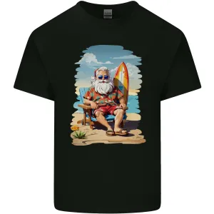 Christmas Santa With Surfboard Xmas Surfing Mens Light Cotton T-Shirt