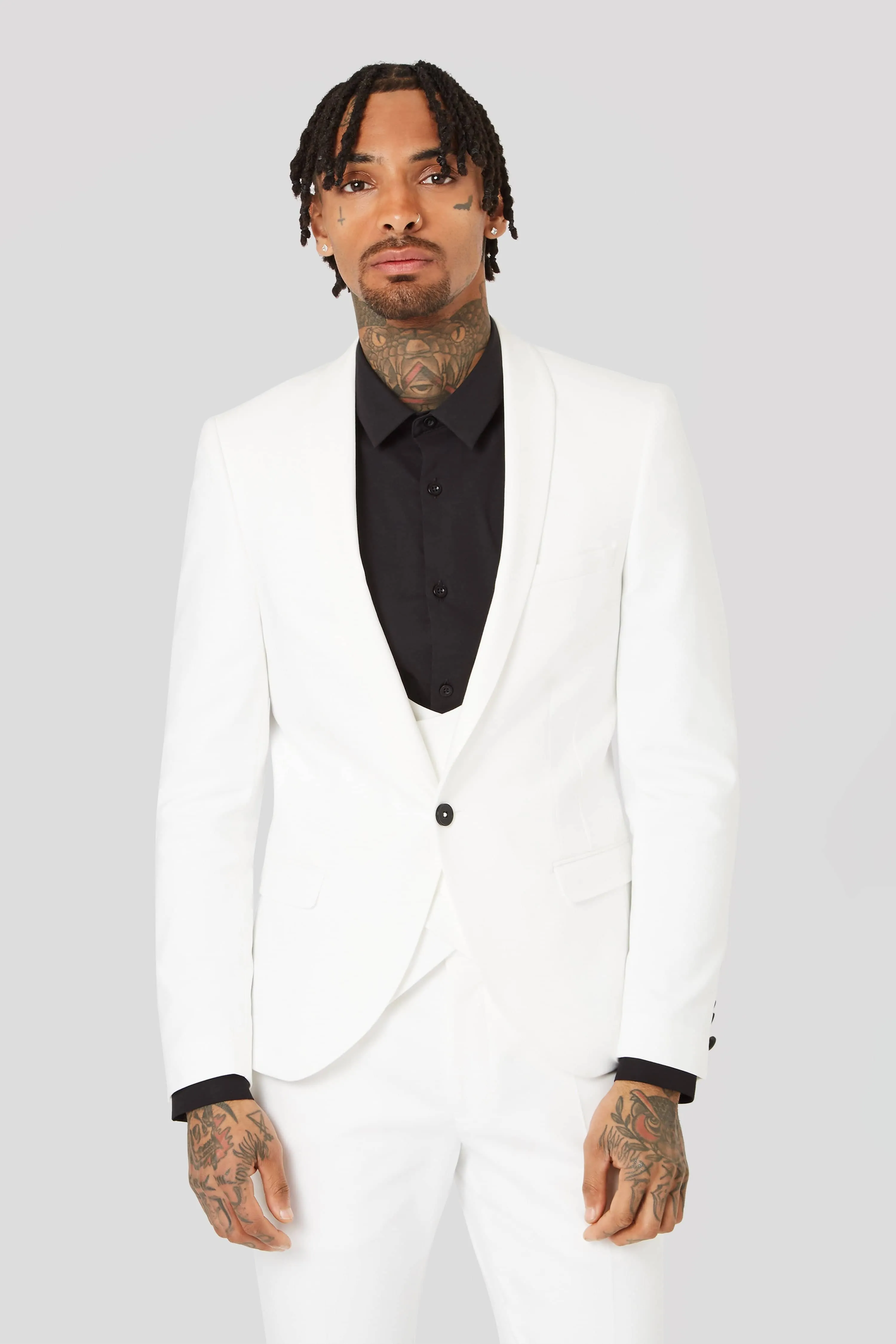 Drake Skinny Fit White Cotton Jacket - ARCHIVE