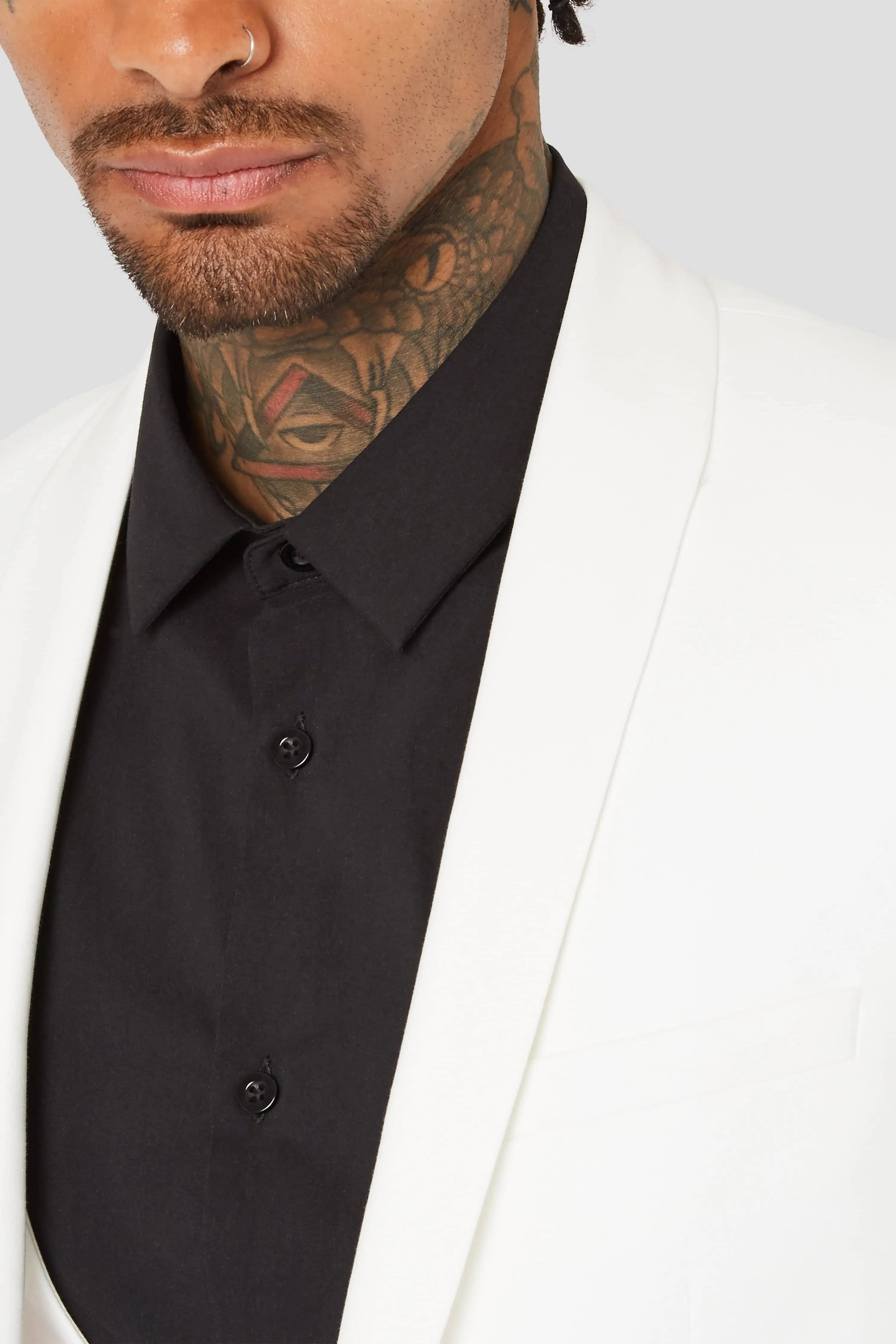 Drake Skinny Fit White Cotton Jacket - ARCHIVE