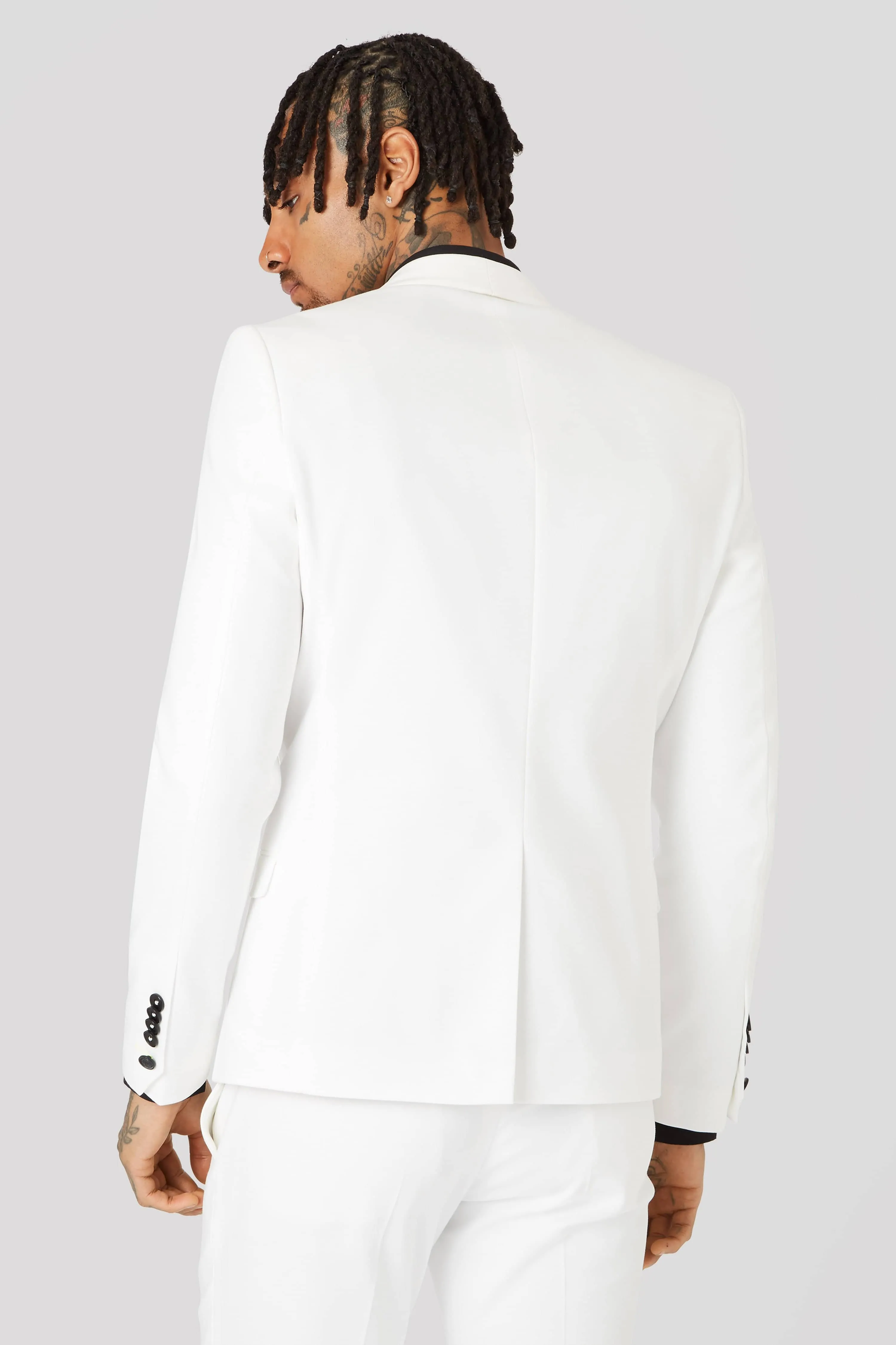 Drake Skinny Fit White Cotton Jacket - ARCHIVE