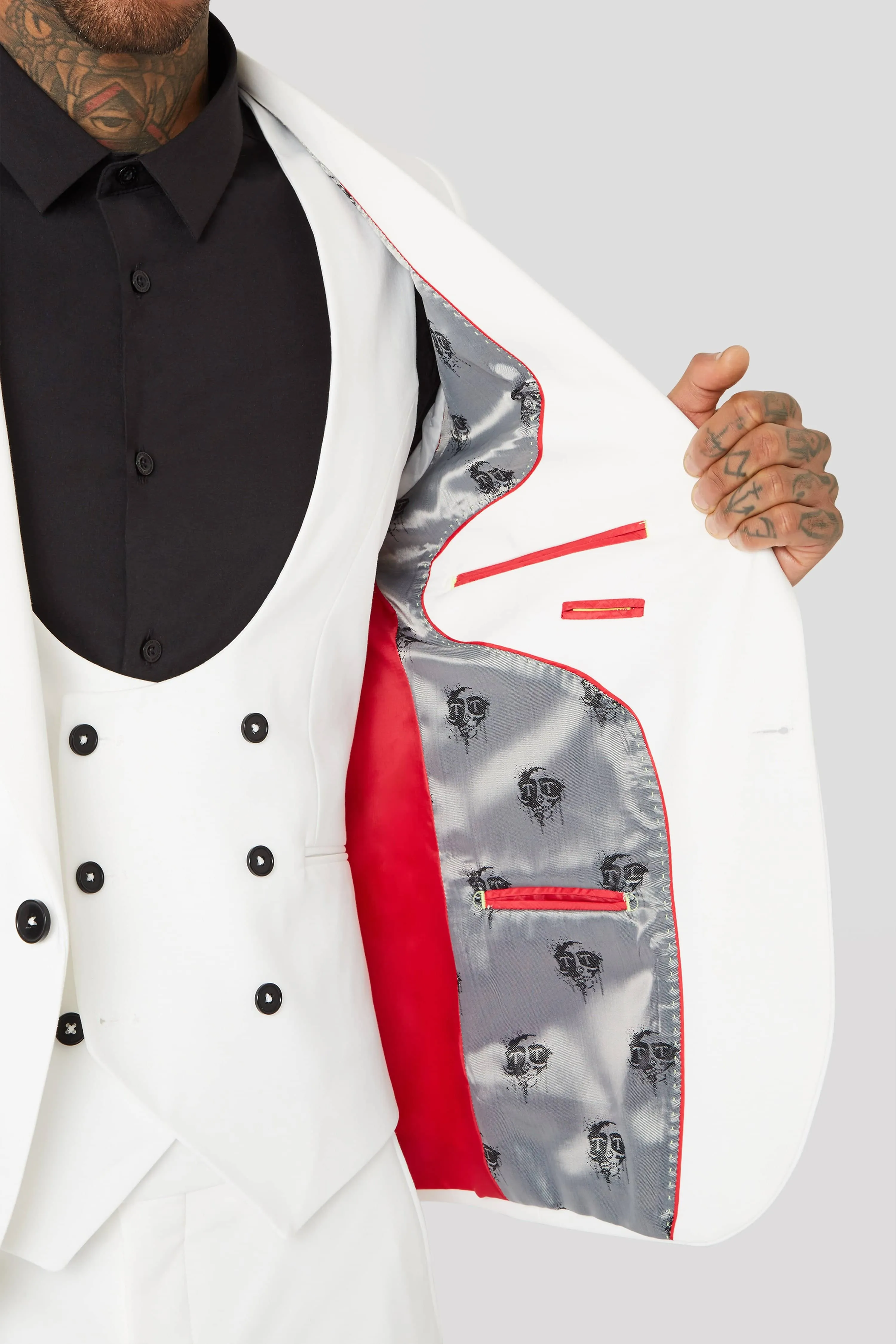 Drake Skinny Fit White Cotton Jacket - ARCHIVE
