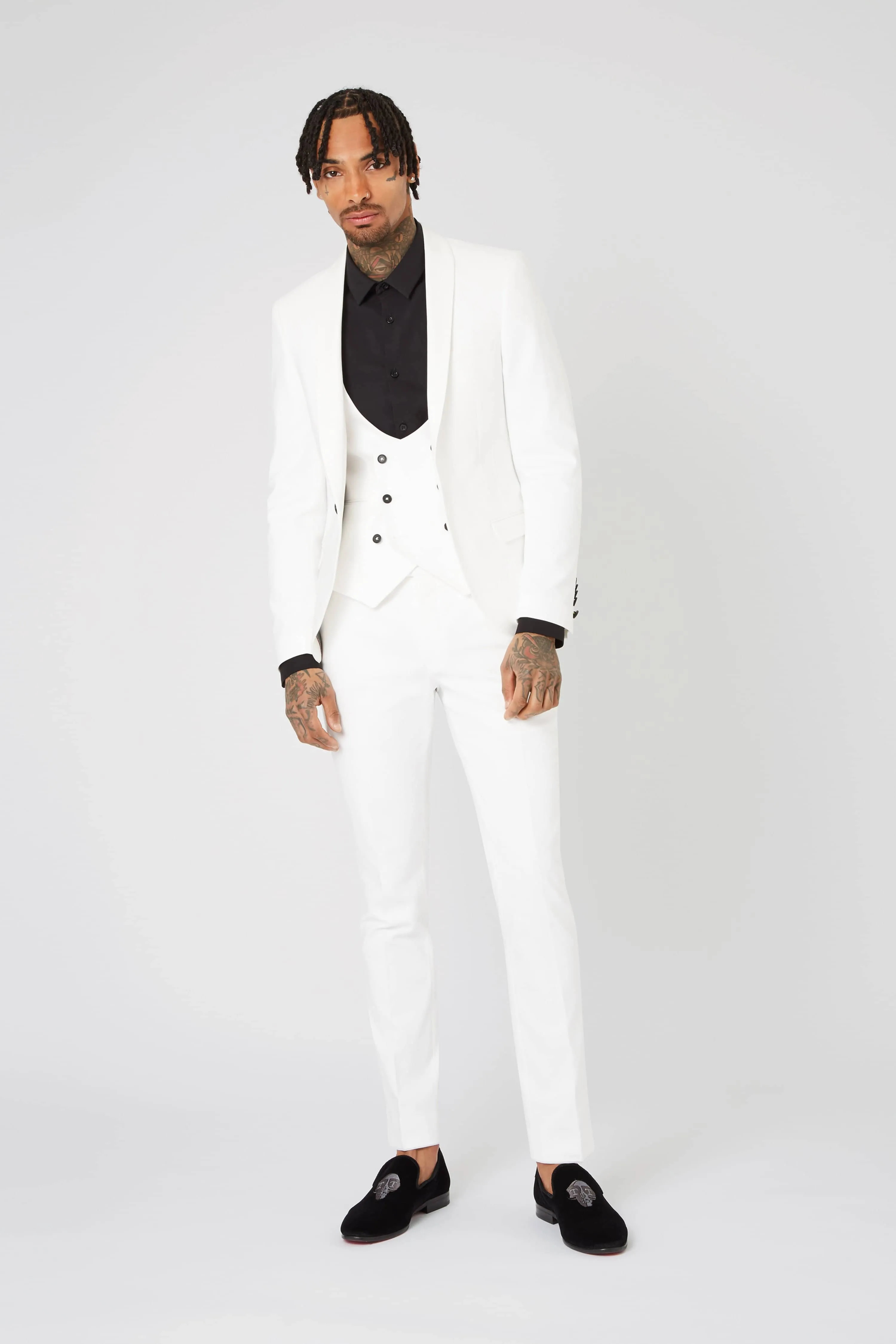 Drake Skinny Fit White Cotton Jacket - ARCHIVE