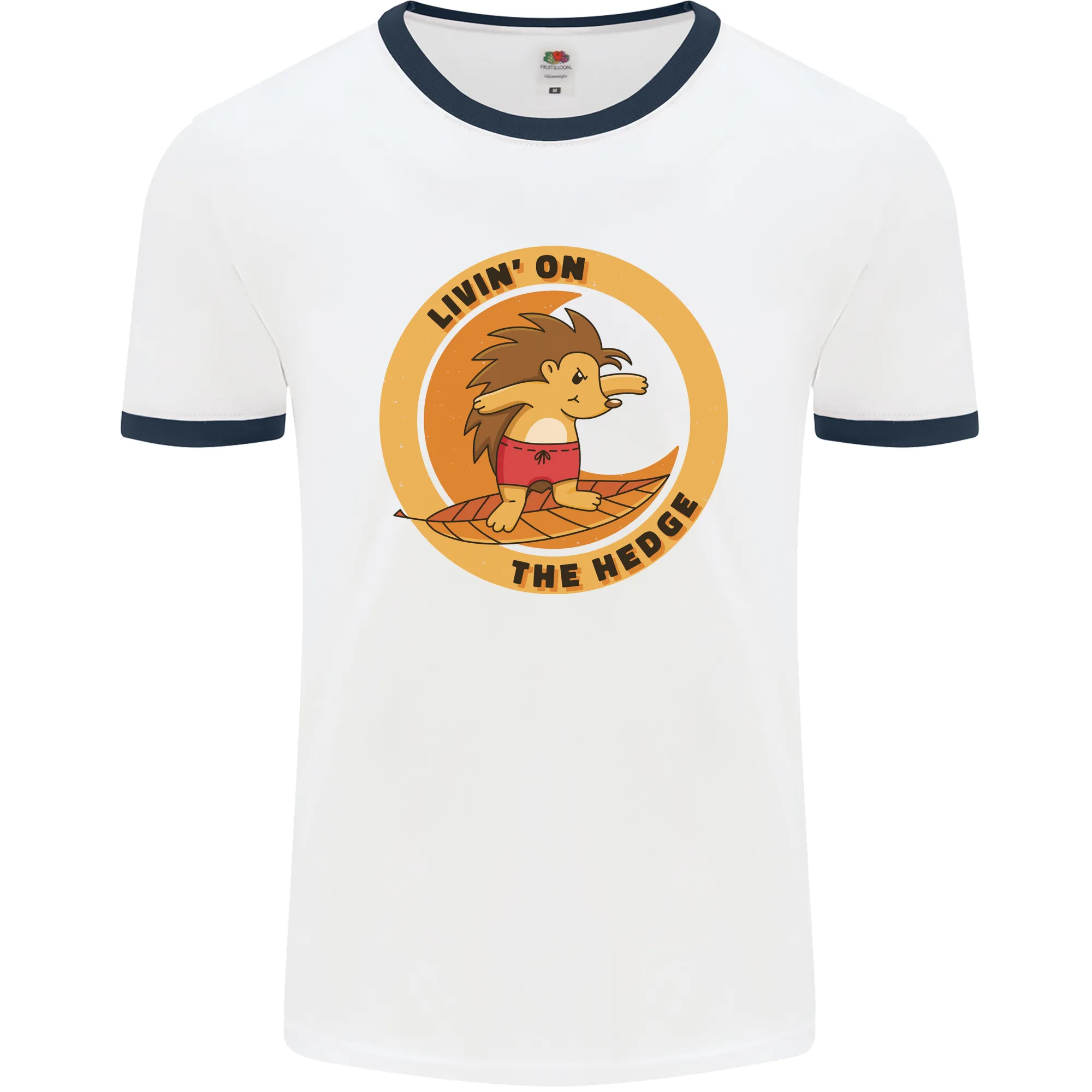 Hedgehog Living on the Hedge Funny Surfing Mens Ringer T-Shirt