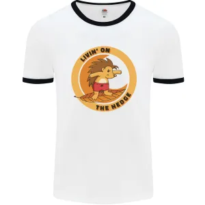 Hedgehog Living on the Hedge Funny Surfing Mens Ringer T-Shirt