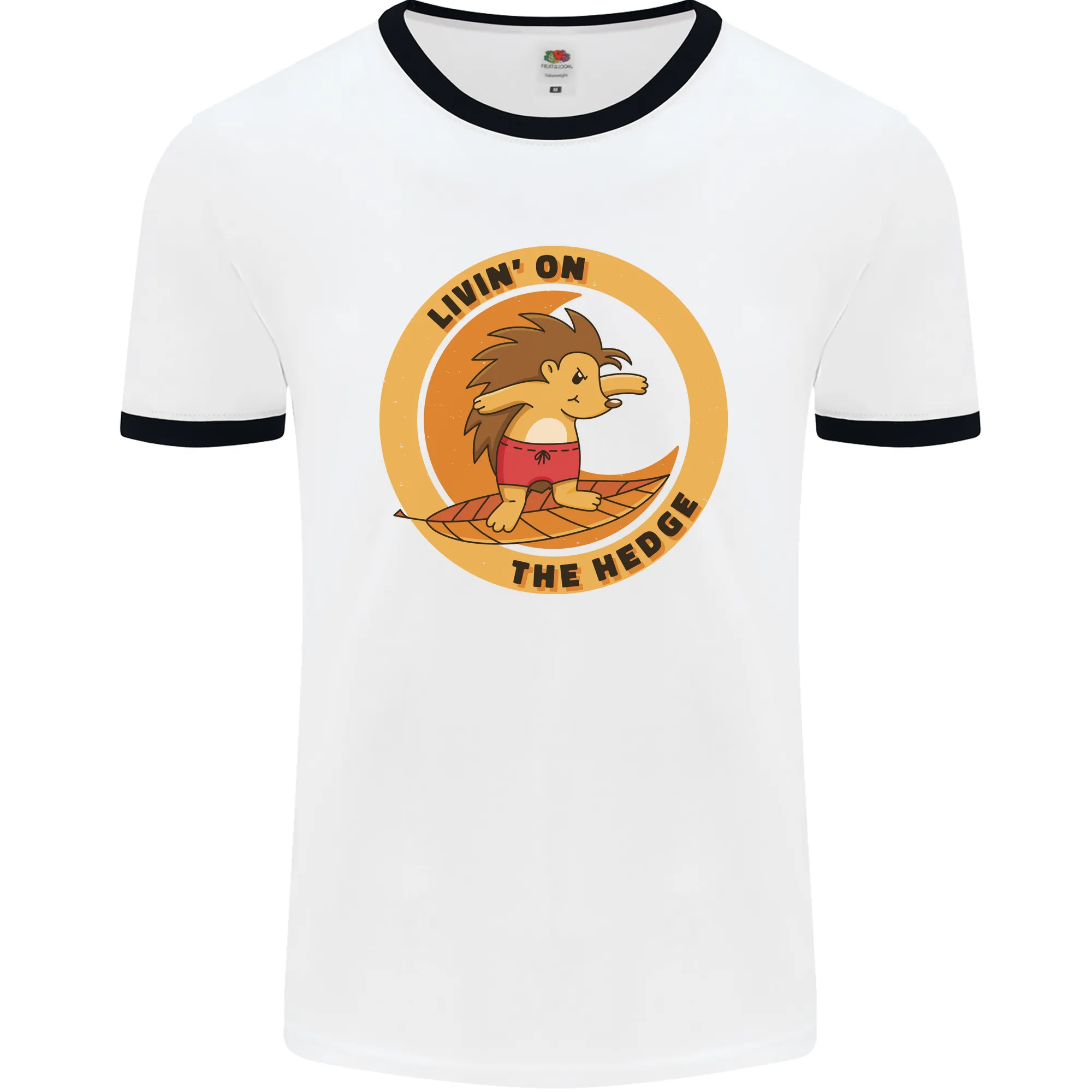Hedgehog Living on the Hedge Funny Surfing Mens Ringer T-Shirt