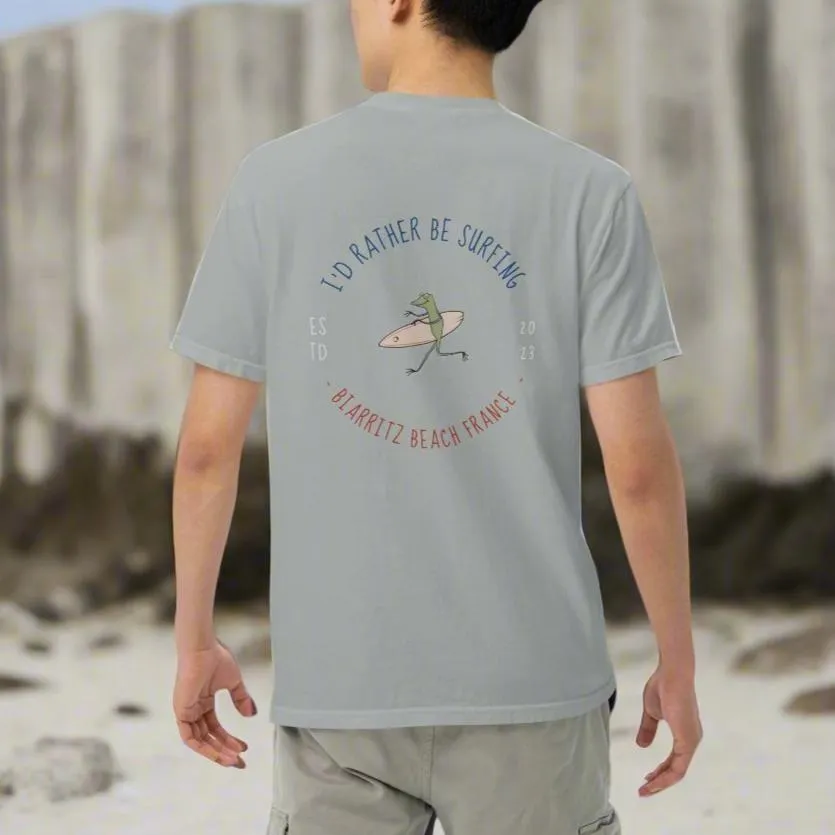 I'd Rather Be Surfing Biarritz men garment-dyed heavyweight t-shirt