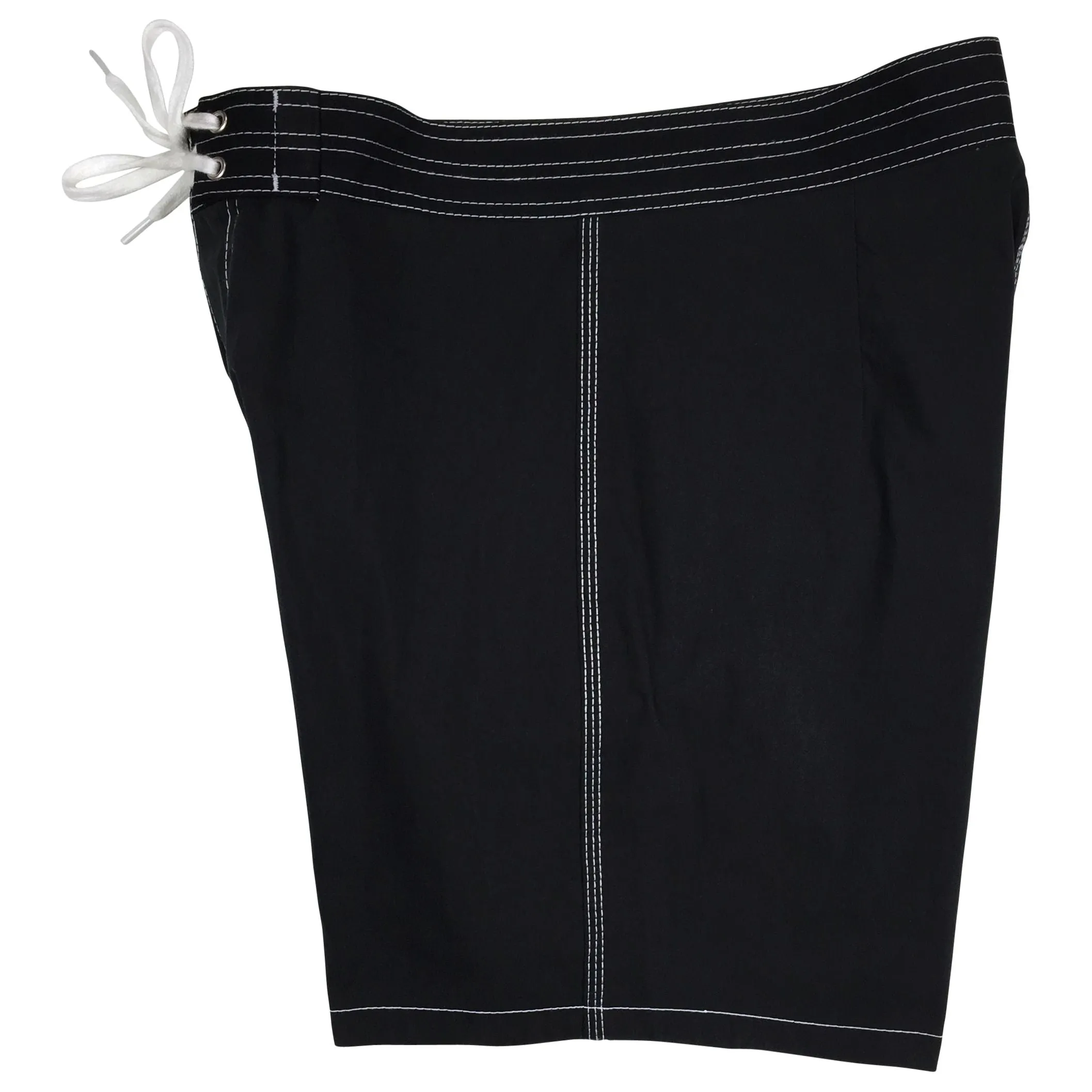 Men's 18" Solid Color Old-School Back Pocket Board Shorts by Grizzo HB (Black, Baby Blue, OR Silver)