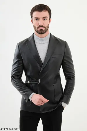 Men's Black Genuine Leather Slim Fit Blaze