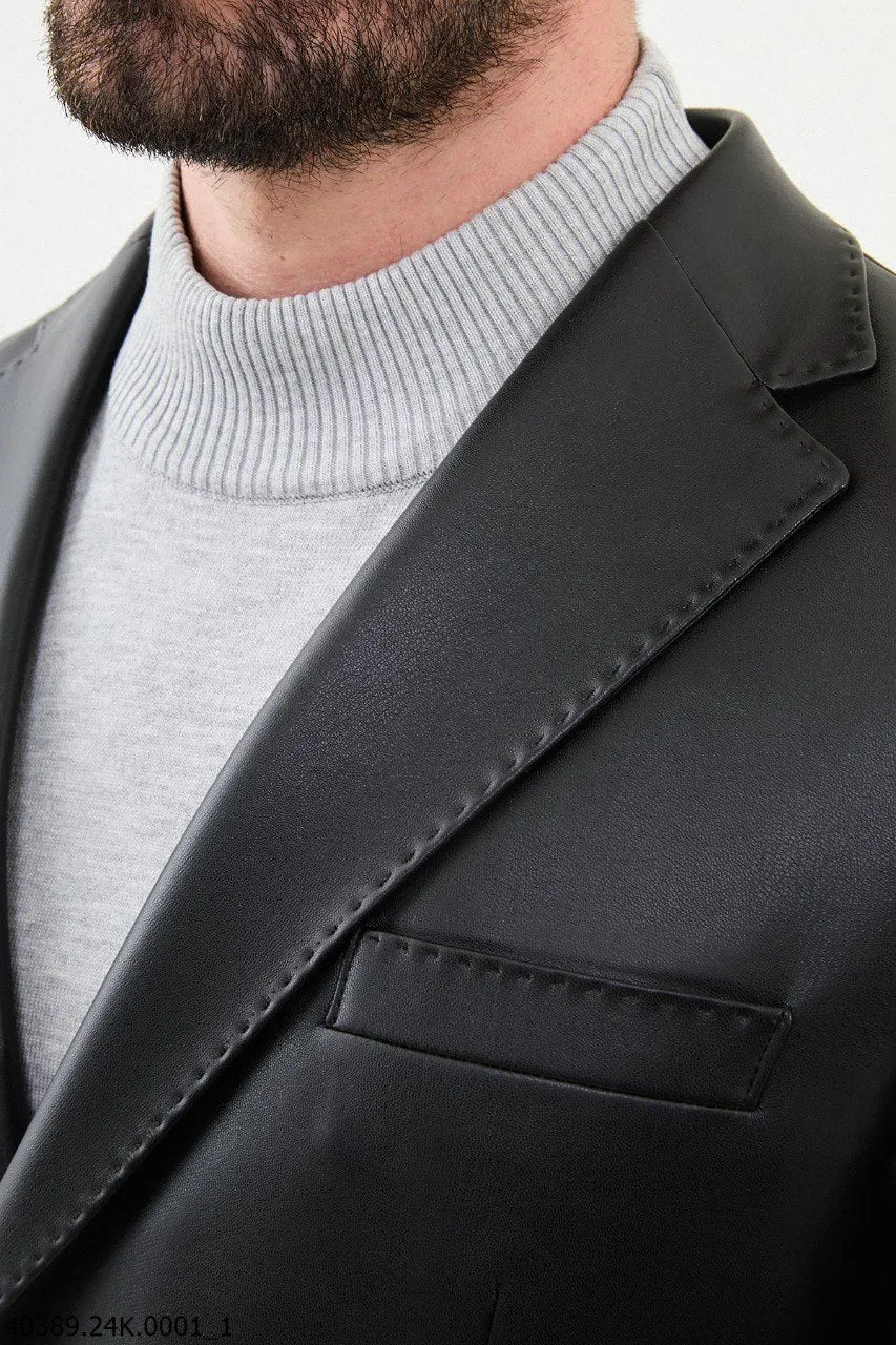 Men's Black Genuine Leather Slim Fit Blaze