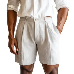 Men's Casual Comfortable Breathable Linen Blended Suit Shorts MTA3123C6M