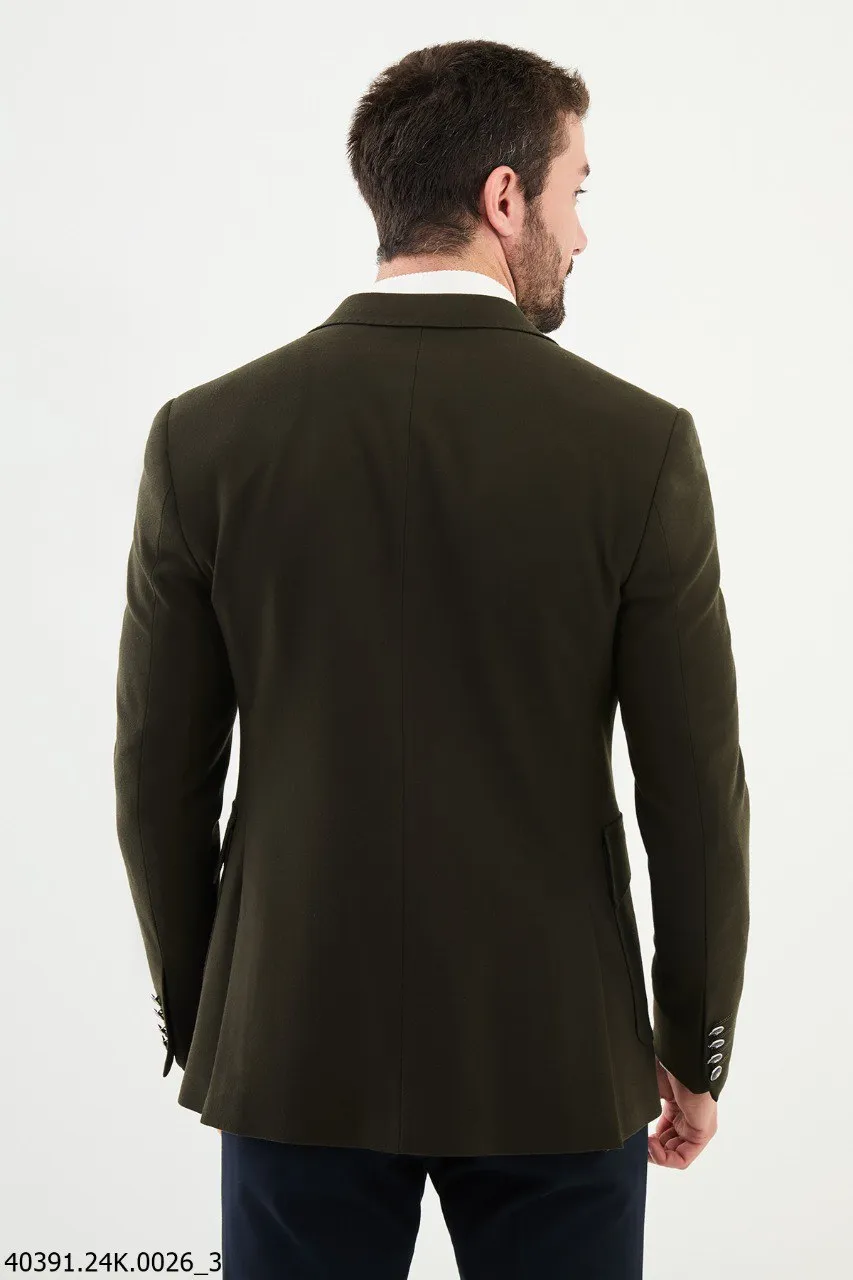 Men's Olive Green Slim Fit Blazer