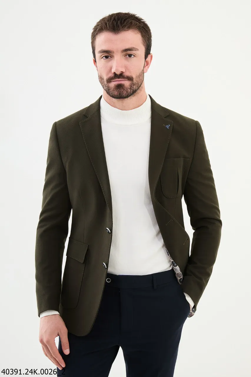 Men's Olive Green Slim Fit Blazer