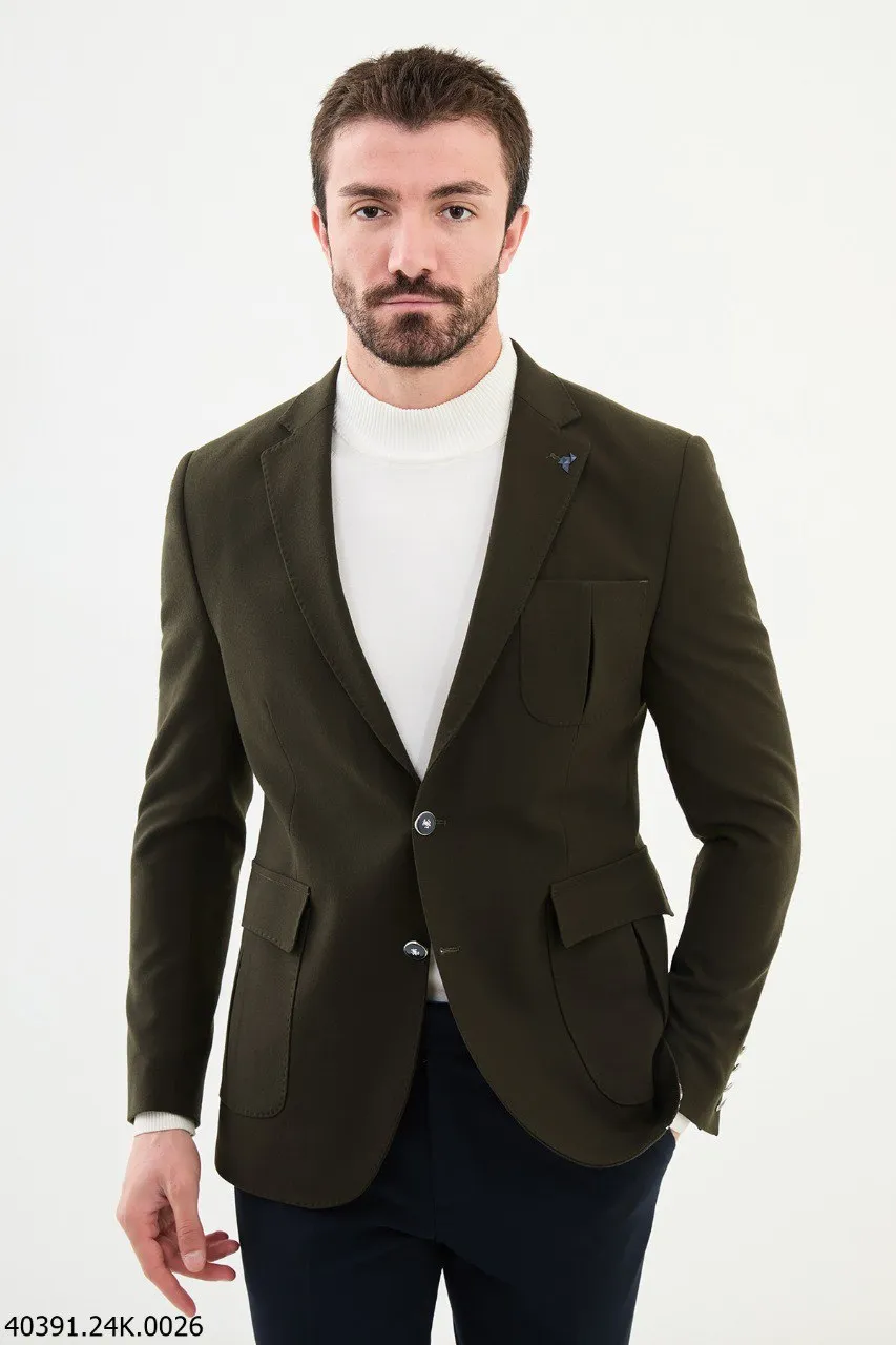 Men's Olive Green Slim Fit Blazer