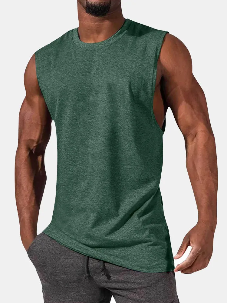 Men's T-Shirt Muscle Man Athletic Rambler Solid Color Top Sleeveless T-Shirt