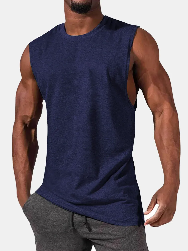 Men's T-Shirt Muscle Man Athletic Rambler Solid Color Top Sleeveless T-Shirt