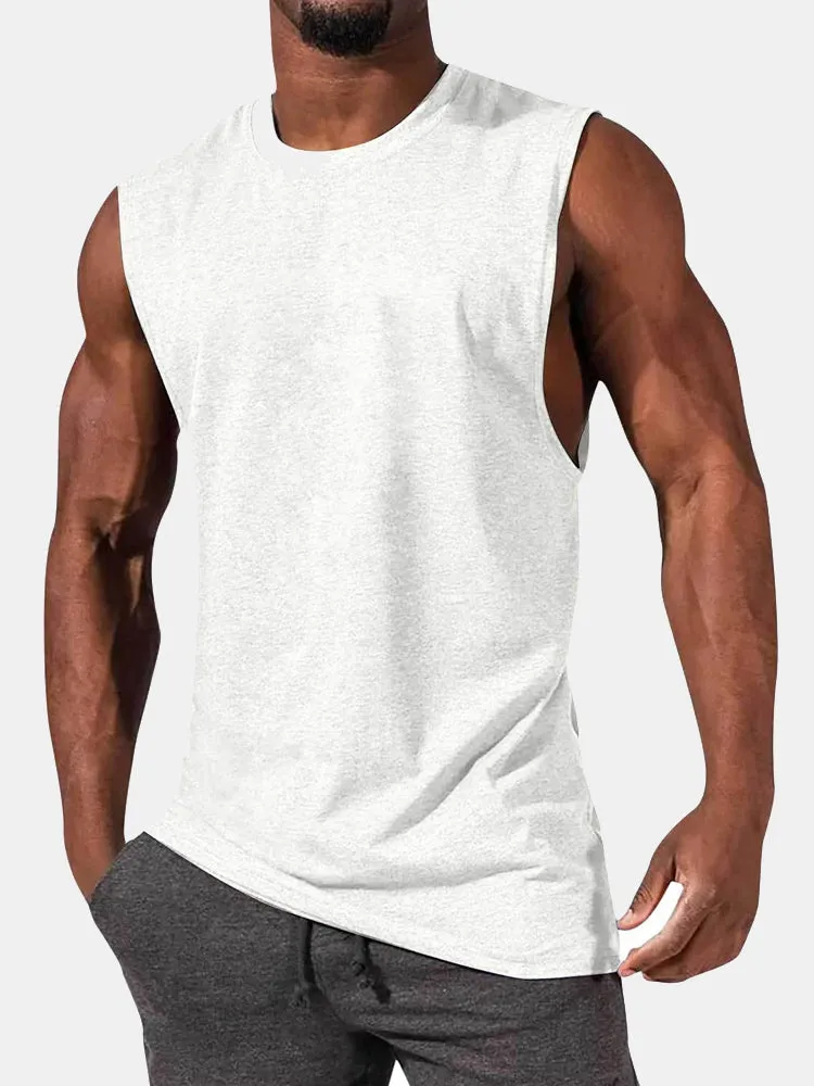 Men's T-Shirt Muscle Man Athletic Rambler Solid Color Top Sleeveless T-Shirt