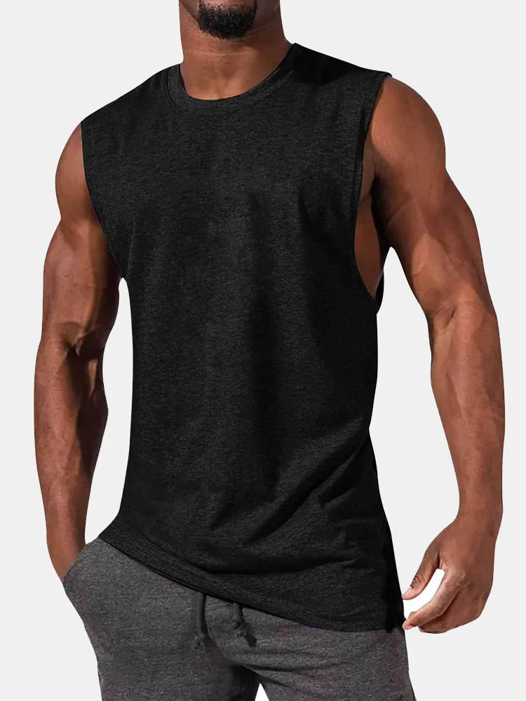 Men's T-Shirt Muscle Man Athletic Rambler Solid Color Top Sleeveless T-Shirt