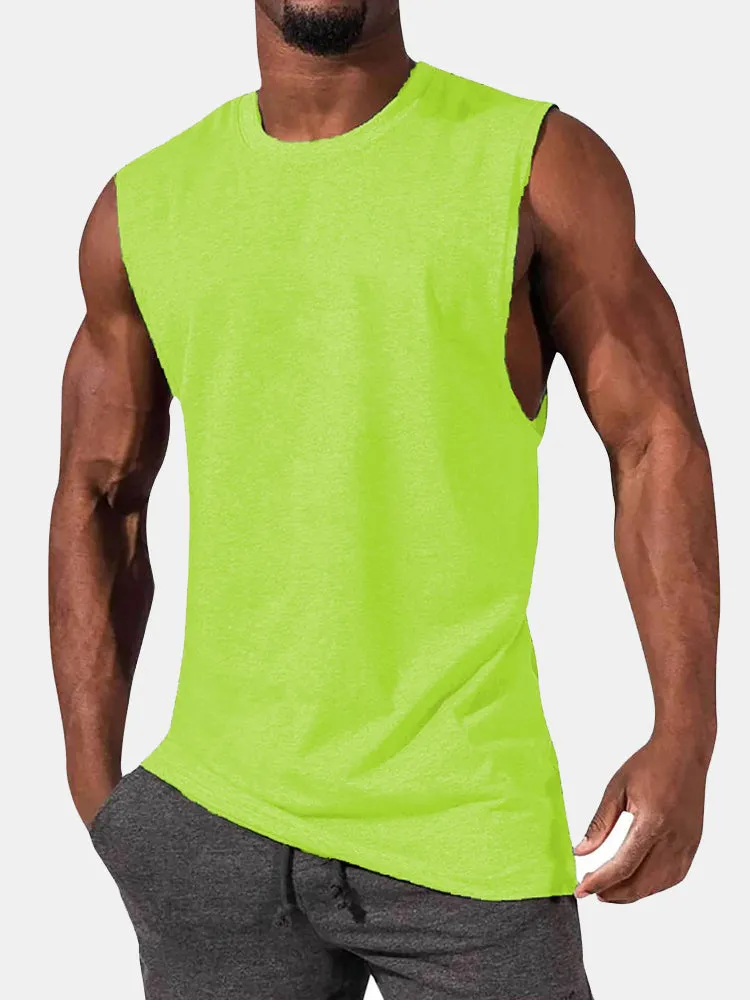 Men's T-Shirt Muscle Man Athletic Rambler Solid Color Top Sleeveless T-Shirt