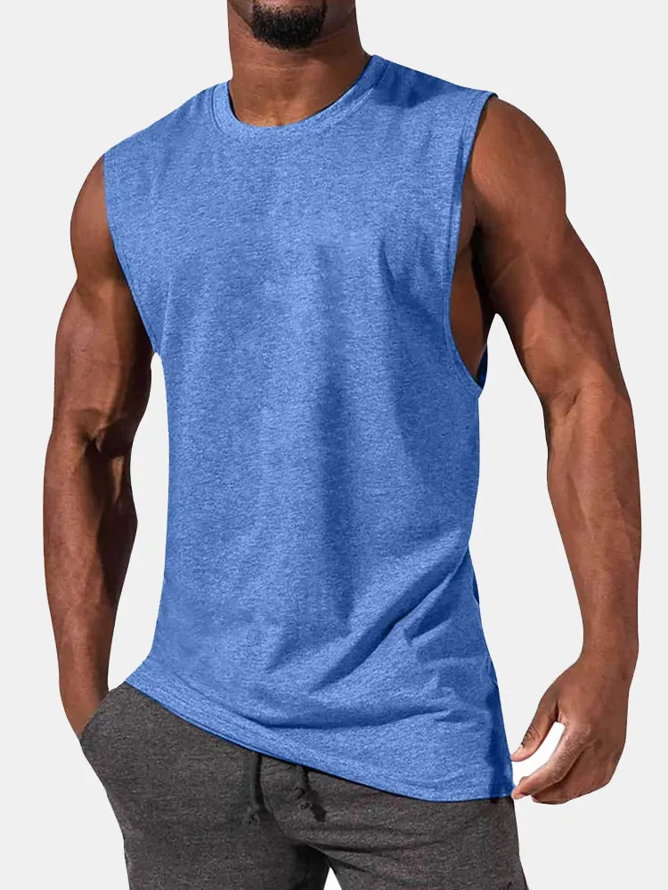 Men's T-Shirt Muscle Man Athletic Rambler Solid Color Top Sleeveless T-Shirt
