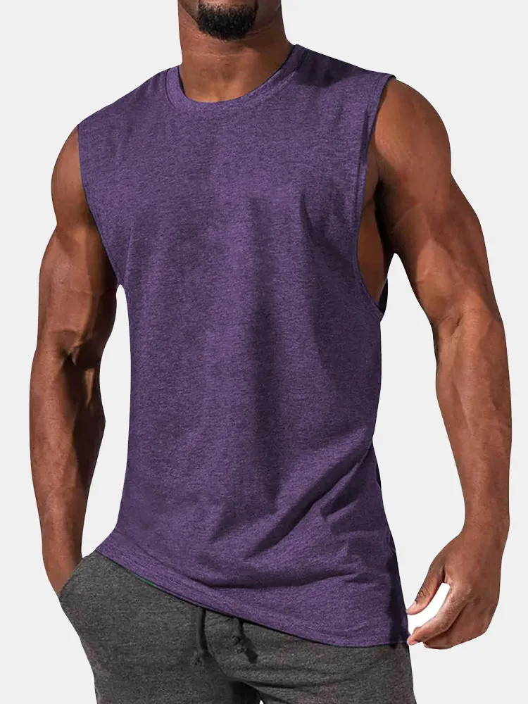 Men's T-Shirt Muscle Man Athletic Rambler Solid Color Top Sleeveless T-Shirt