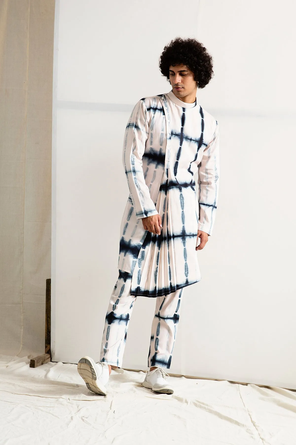 Neo Asymmetric Quilted Jacket with Tie & Dye Kurta Set