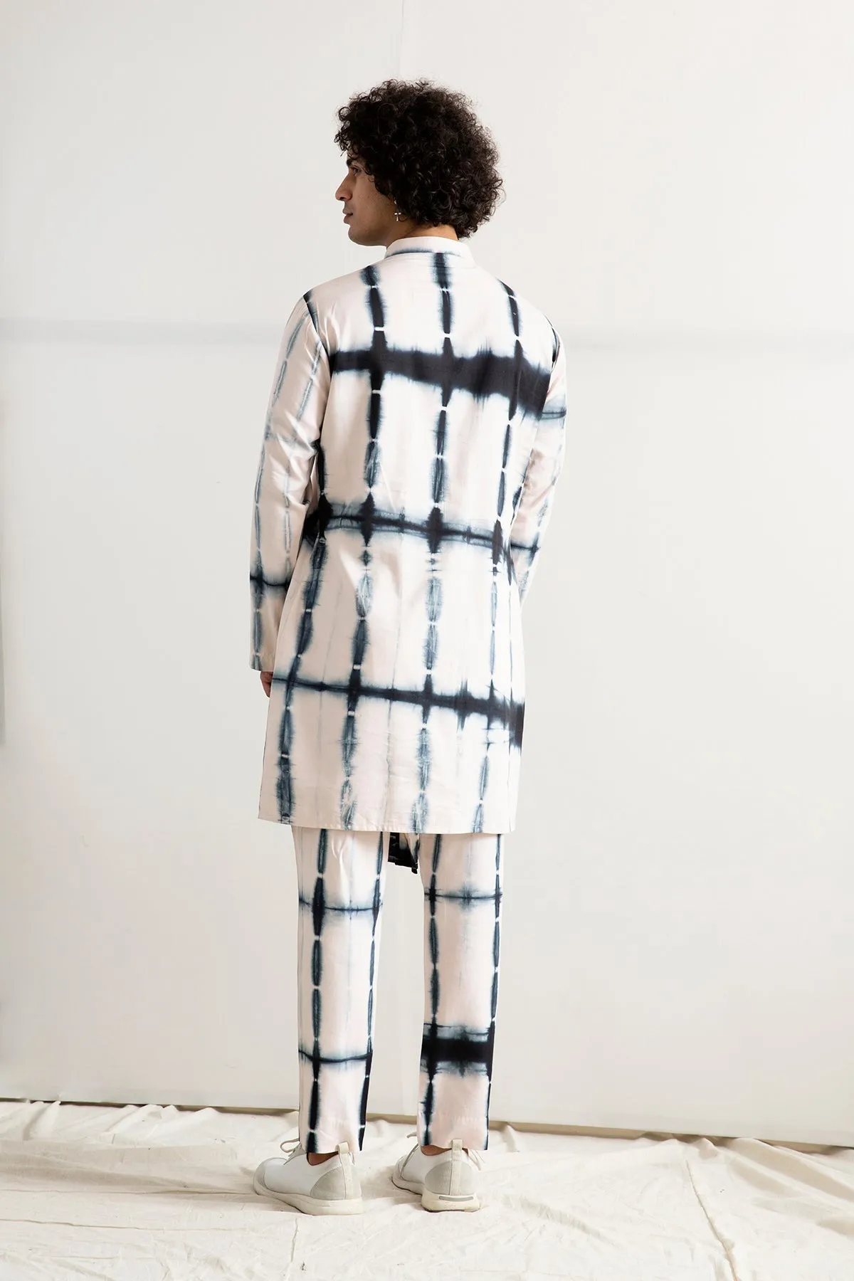 Neo Asymmetric Quilted Jacket with Tie & Dye Kurta Set