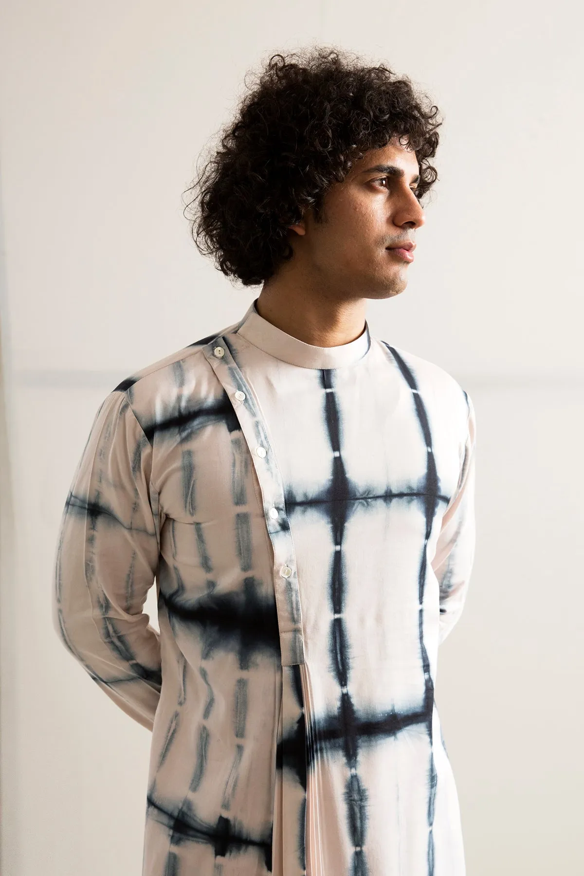 Neo Asymmetric Quilted Jacket with Tie & Dye Kurta Set