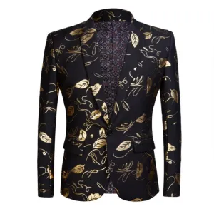 New  Gilding suit men High quality printed casual tuxedo wedding men's suit summer fashion party suit jacket