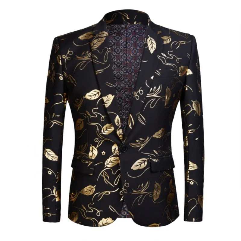 New  Gilding suit men High quality printed casual tuxedo wedding men's suit summer fashion party suit jacket