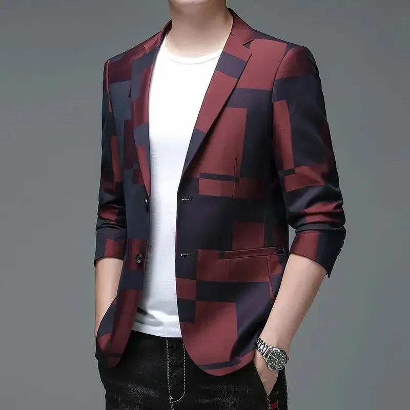 Oversize Single-Breasted Suit Blazer Plus Size Men's Jacket for Summer