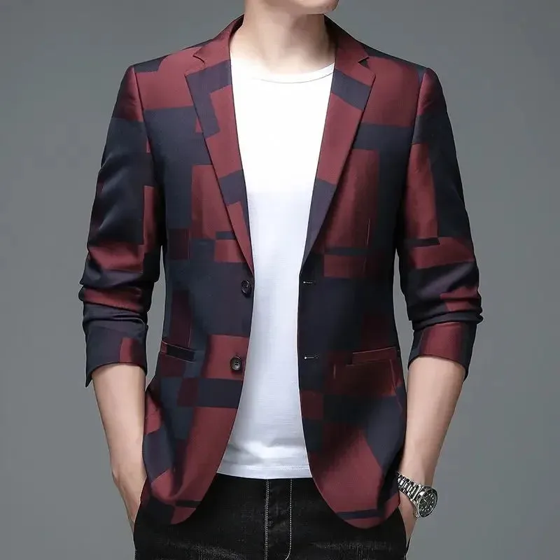 Oversize Single-Breasted Suit Blazer Plus Size Men's Jacket for Summer