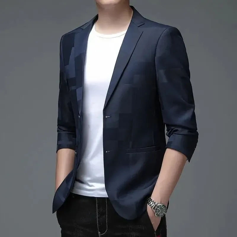 Oversize Single-Breasted Suit Blazer Plus Size Men's Jacket for Summer